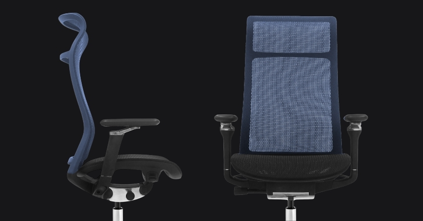 Fotel ergonomiczny biurowy ERGONAUT AERO czarny elastyczna rama oparcia